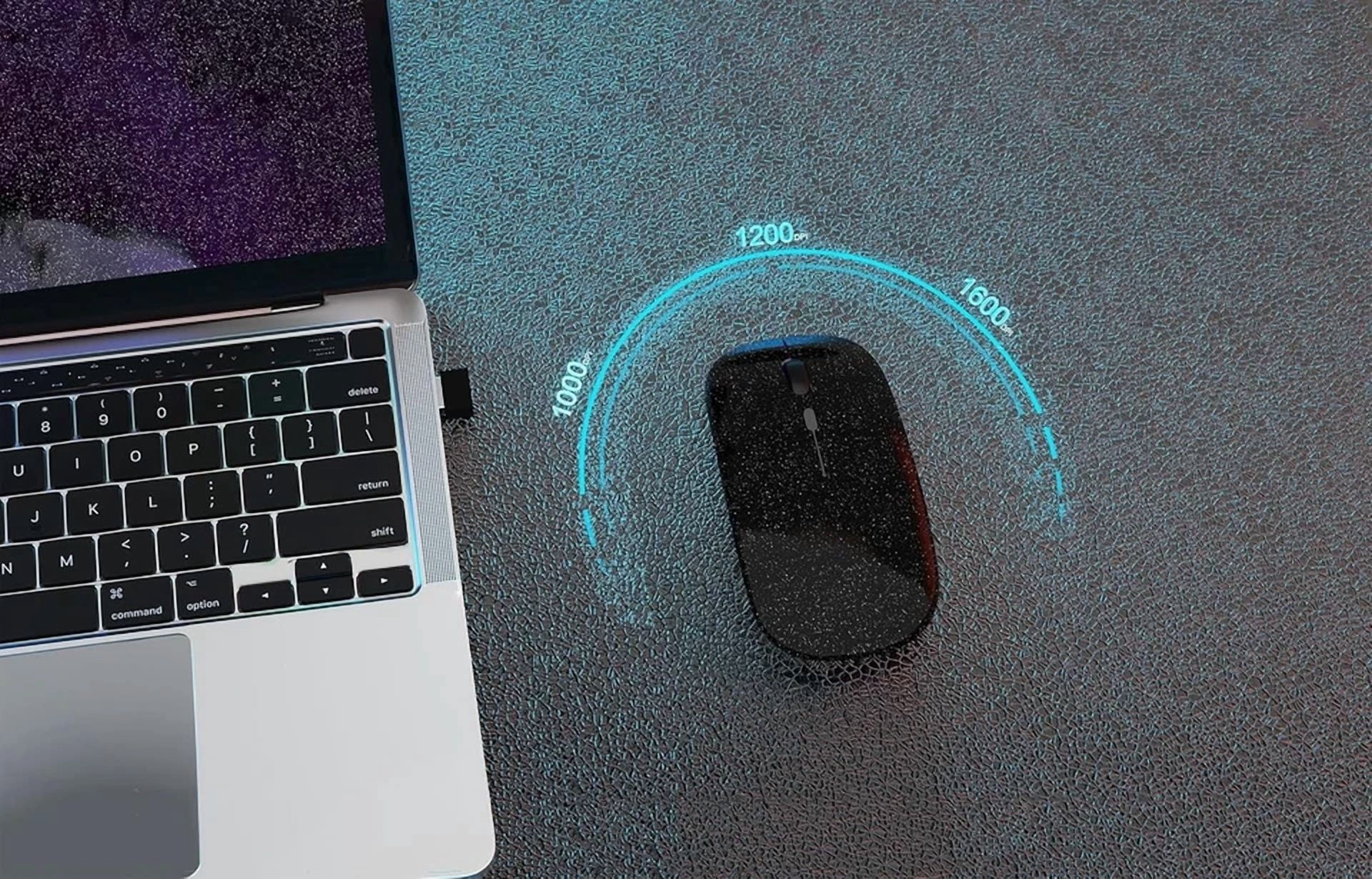 RHEA- Wireless Bluetooth 5.2 Rechargeable Mouse, Dual Mode, Silent Slim