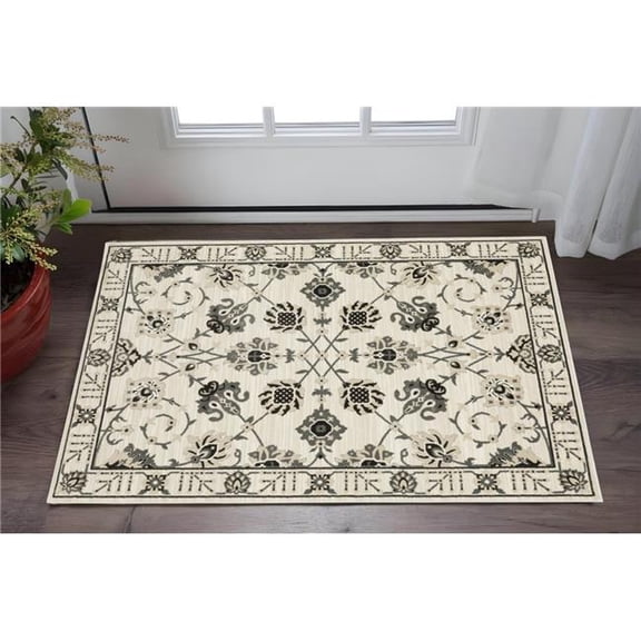 HomeRoots 575256 3 x 5 ft. Oriental Rectangle Area Rug, Ivory & Gray