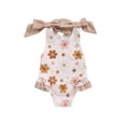 thumbnail image 2 of Aojekbee Baby Girl Swimwear Summer Floral/Turtle Print Sleeveless Ruffle Monokini Swimsuits for Toddler Bathing Suits Beachwear, 2 of 10