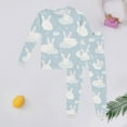 thumbnail image 2 of Toddler Baby Girls Easter Pajamas 2 Piece Easter Bunny Egg Print Long Sleeve Pants Lounge Set Sleepwear Easter Day Gift,Z9-Red,2Y(2-3 Years), 2 of 3
