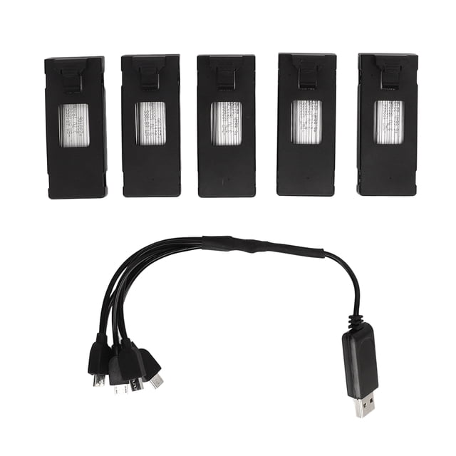 5 piezas de batería de litio para dron, 3,7 V, 1800 mAh, accesorios para modelos de aviones de control remoto con cable de carga
