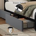 thumbnail image 4 of GUNAITO King Bed Frame with 2 Storage Drawers, Platform Bed with Velvet Upholstered Headboard, Modern Bed Frame with Charging Station & USB Port, Beige, 4 of 9