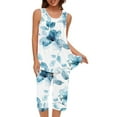 thumbnail image 2 of QATAINLAV Lounge Set for Women Sleeveless Tank Top and Capri Pants Pjs 2 Piece Outfits Casual Floral Print Capris Matching Vest Sleepwear Sets Prime Today Light Blue S, 2 of 8