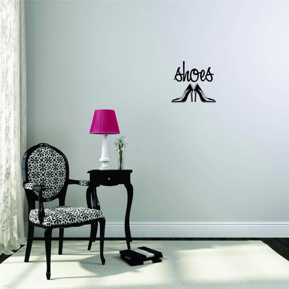Decal - Peel & Stick Wall Sticker Shoes Teen Girls Fashion Wardrobe Bedroom Closet Quote Home Decor Picture Art 12 x 12 Inches