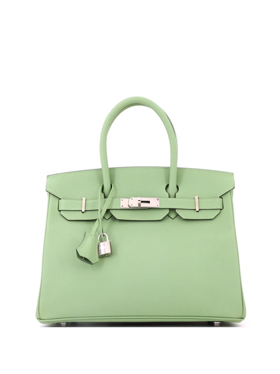 Pre-Owned Birkin Handbag Vert Criquet Epsom with Palladium Hardware 30 By Rebag
