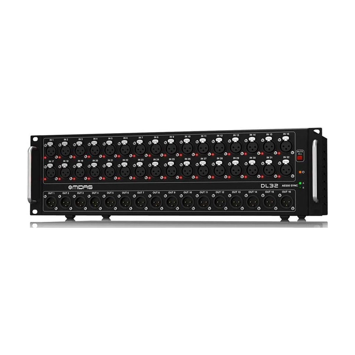 Midas DL32 32-Input/16-Output Stage Box with 32 Midas Mic Preamplifiers, Bundle with 4x 25' XLR Microphone Cable