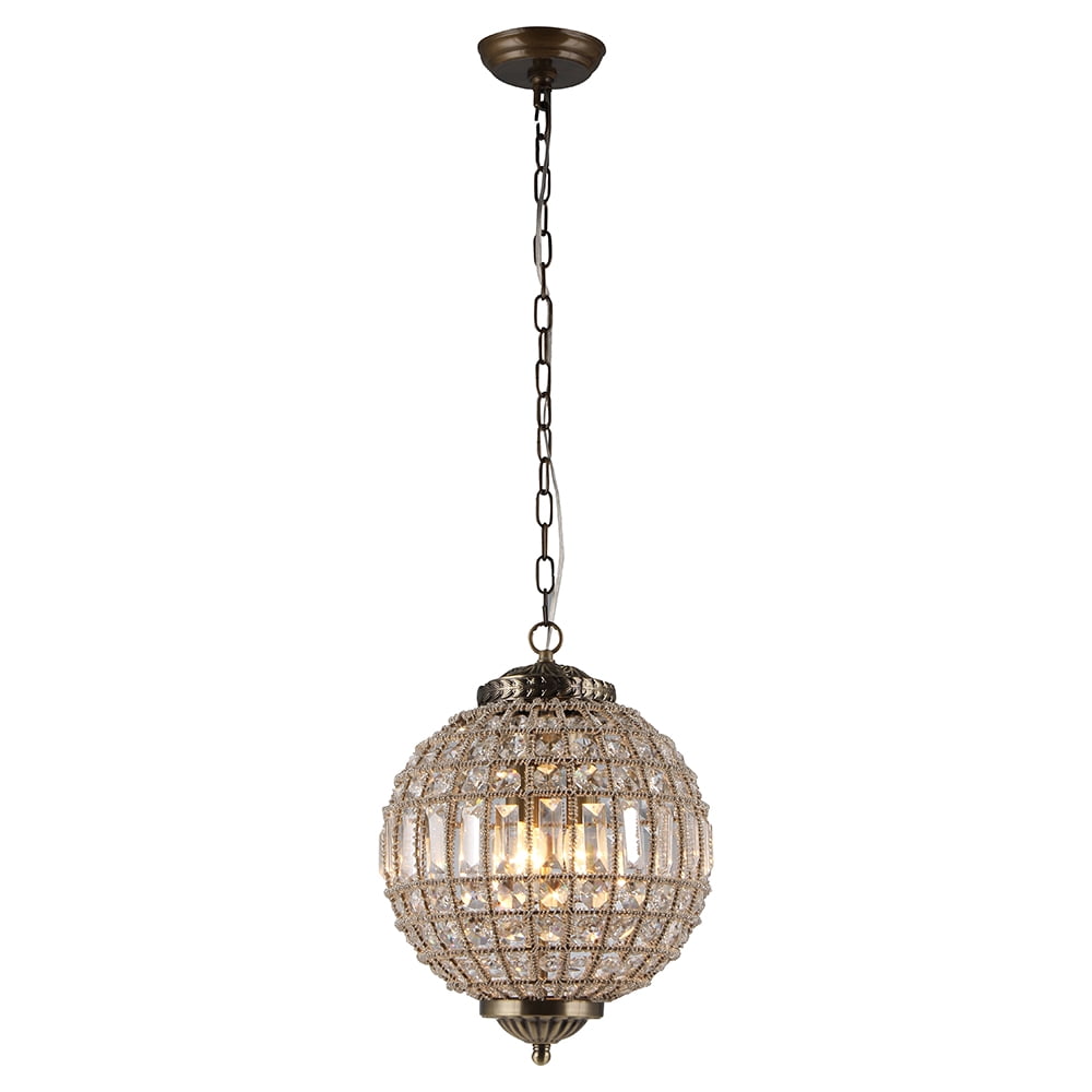 Warehouse of Tiffany 9-Inch Crystal Antique Gold Globe Pendant