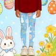 thumbnail image 2 of Easter Girls Print Leggings Stretchy Athletic Full Length Casual Pants for Toddlers Kids Light Blue 3 Years-4 Years, 2 of 5