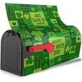thumbnail image 4 of St. Patrick''s Day Green Plaid Clover Mailbox Magnetic Post Mailbox Cover Garden Decor Outdoor Large 25.5" X 21", 4 of 6