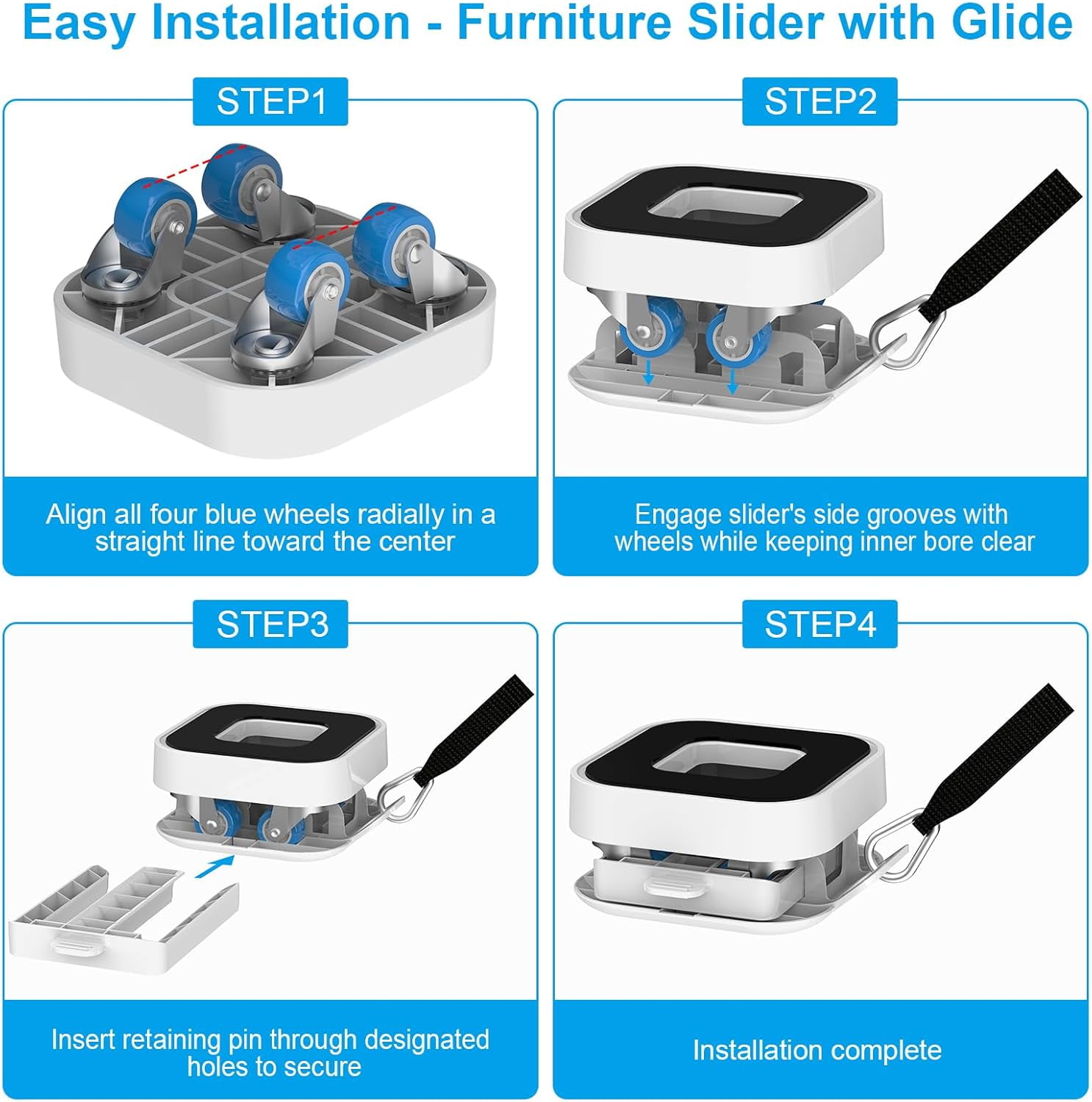 New Upgrade Furniture Sliders, Furniture Movers with Wheels, Furniture Lift Mover Tool Set with 360 °   Rotatable Wheels, Furniture Dolly for Moving Heavy Duty Sofa, Bed, Load Capacity Up to 750lb