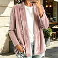 thumbnail image 2 of Cekizud Cardigans for Women Lightweight Velvet Long Sleeve Open Front Casual Outerwear Tops with Pockets, S-2XL, 2 of 5