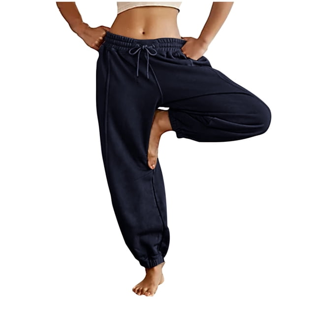 Yuyuzo Plus Size Sweatpants High Waisted Jogger Pants Drawstring Wide Leg Baggy Pants with Pockets