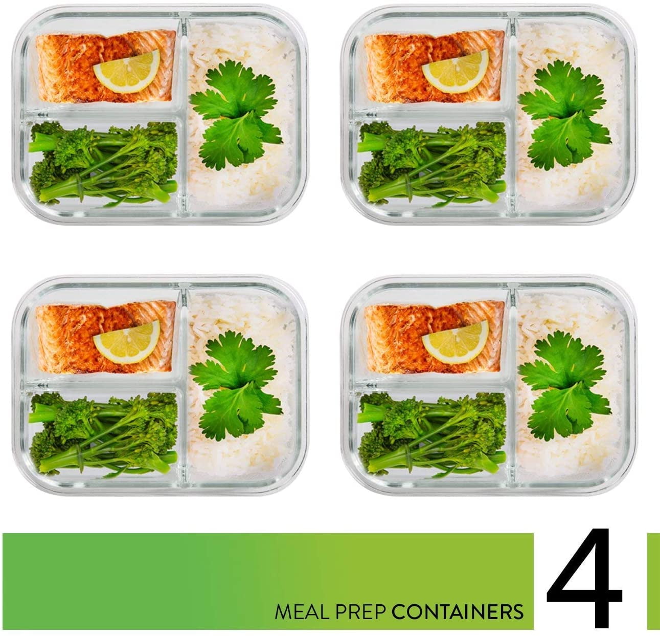 Glass Meal Prep Containers 3 Compartment - Bento Box Containers –  PrepNaturals