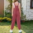 thumbnail image 6 of Girls' Casual Sleeveless Jumpsuits Brick Red Loose Rompers Girls Summer Outfits Preppy Clothes 7-8 Years Girls Fashion, 6 of 9