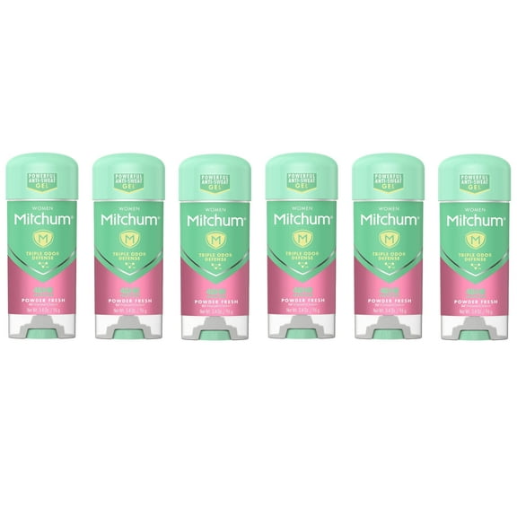 Mitchum For Women Anti-Perspirant Deodorant Clear Gel, Powder Fresh, 3.40 oz (Pack of 6)