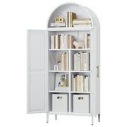 SUPEER 67"Metal Arched Storage Cabinet with Doors/Shelves, Modern Kitchen Pantry Cabinet Freestanding Cupboard for Home Pantry Living Room, White, Assembly Required