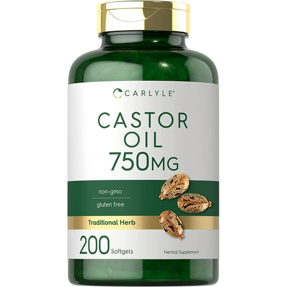 Castor Oil 750mg | 200 Softgel for Men and Women | Traditional Herb | by Carlyle
