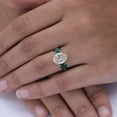 thumbnail image 2 of 3-Stone Engagement Ring for Women, Oval Cut Moissanite & Heart Cut Green Emerald Lab Grown Gemstone Birthstone Promise Ring for Her in 14K Solid Yellow Gold Size 4.5, 2 of 8
