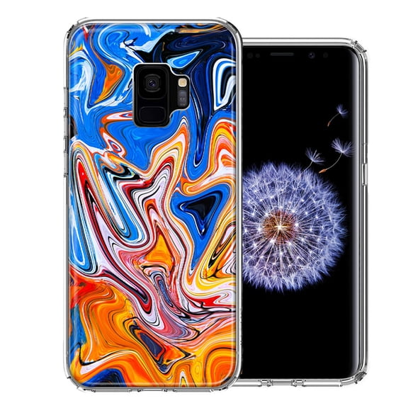 MUNDAZE For Samsung Galaxy S9 Blue Orange Abstract Design Double Layer Phone Case Cover