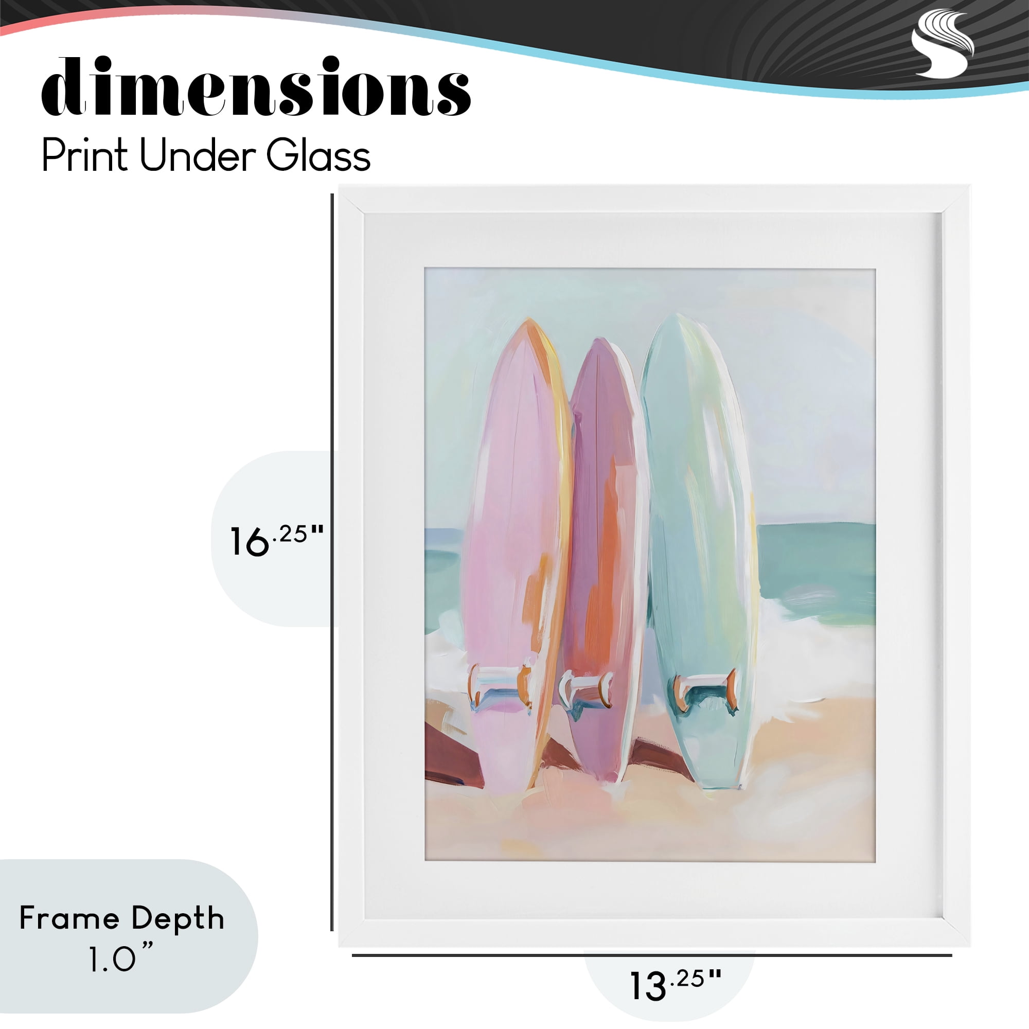Stupell Industries Pastel Surfboards on Sandy Beach White Framed Print Under Glass, design by The Prints Vibe