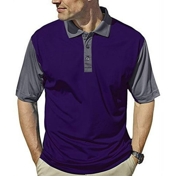 Pro Celebrity Men's Corvette Polo Shirt (2X-Large, Purple & Graphite)