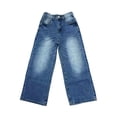 thumbnail image 4 of CPNG Boys Baggy Retro Jeans Straight Wide Leg Distressed Pants Casual Lightweight Fashion Button Front Zipper Denim Pants(Blue,6-7 Years), 4 of 5