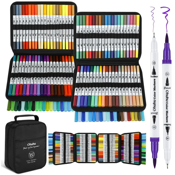 Rotuladores para colorear Ohuhu Maui 160 colores a base de agua con doble punta