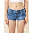 thumbnail image 4 of LMLYSoH Women's Mini Denim Shorts with Pockets Stylish Solid Color Skinny Low Rise Jean Shorts, 4 of 9
