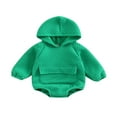 thumbnail image 1 of Baby Fall Winter Hooded Romper  Casual Long Sleeve Solid Color Front Pocket Bodysuit, 1 of 8