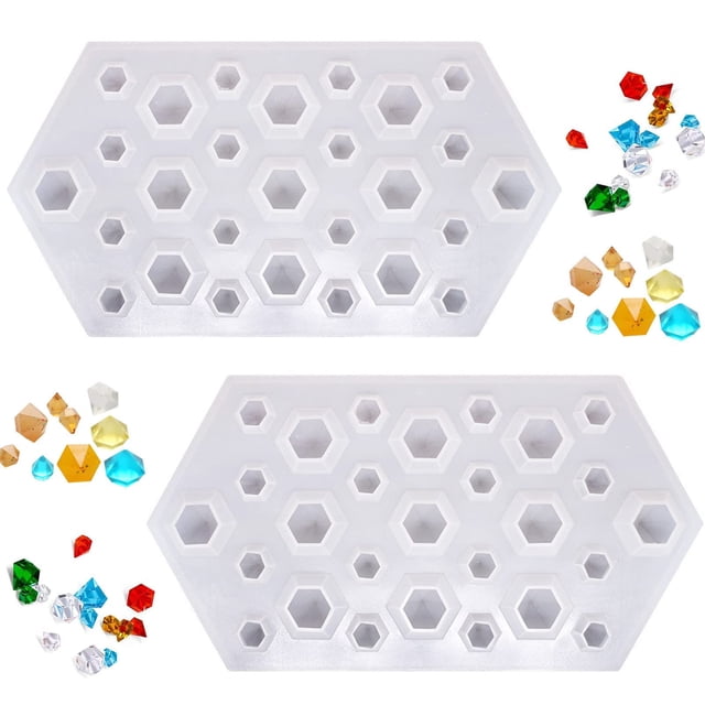 2 moldes de silicona con gemas de diamante 3D, molde de silicona transparente para hacer proyectos de artesanía de resina epoxi de arcilla