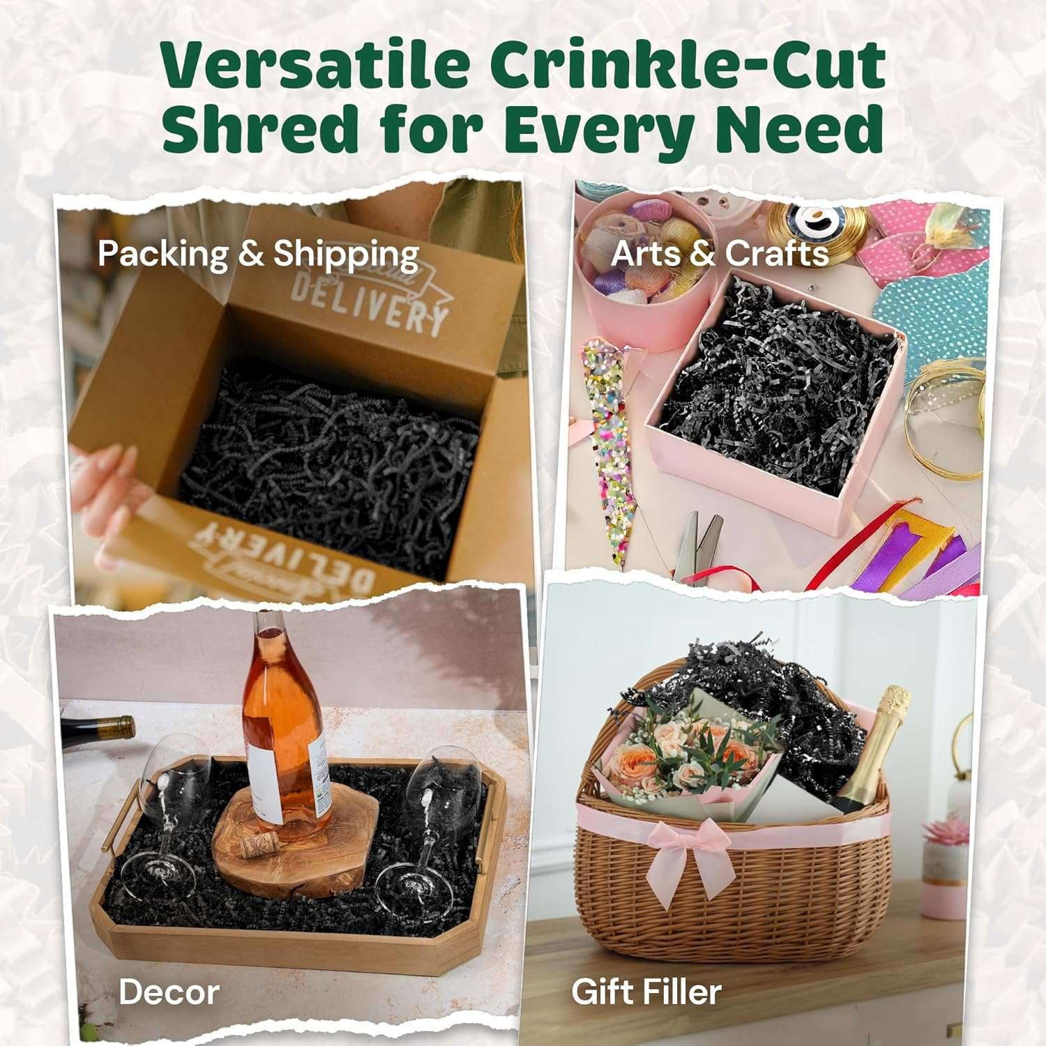 40 LB Black Crinkle Cut Shred