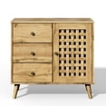 thumbnail image 5 of RoyalCraft Storage Cabinet with a Basket Weave Wooden Door & 3 Drawers, Coffee Bar Cabinet with Adjustable Shelves, Vintage Buffet Sideboard for Living Room, Hallway, Entryway, Dining Room, 5 of 8