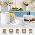 thumbnail image 6 of 12-Piece Stoneware Dinnerware Set – Speckled Polar White Plates & Bowls for 4 – Microwave/Dishwasher Safe Kitchen Dining Set, 6 of 6