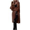 thumbnail image 2 of Sakmal Casual Cardigan Sweaters Womens Knitted Open Front Duster Plus Size Cardigan Brown Long Sweater Top with Pockets, 2 of 7