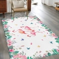 thumbnail image 2 of 3'x5' Area Rugs, Pink Flamingo Indoor Outdoor Area Rug for Living Room Bedroom, Tropical Botanical Summer Butterfly Flower Washable Bathroom Rugs Kitchen Floor Carpet Mats Home Decor Aesthetic, 2 of 8