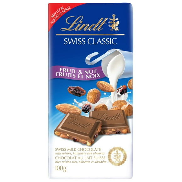Chocolat au lait avec fruits et noix Lindt SWISS CLASSIC&nbsp;– Barre (100&nbsp;g) 100 g