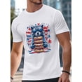 thumbnail image 3 of Camisetas de manga corta con diseño de mapache y hamburguesa para hombre. Camisetas de cuello redondo con la bandera estadounidense., 3 of 8
