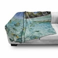 thumbnail image 2 of Underwater Soft Flannel Fleece Blanket, Ocean Tropical Island Butterflyfish Beach Ocean Exotic Sand Coast with Palms, Cozy Plush for Indoor and Outdoor Use, 50" x 60", Aqua and Blue, by Ambesonne, 2 of 5