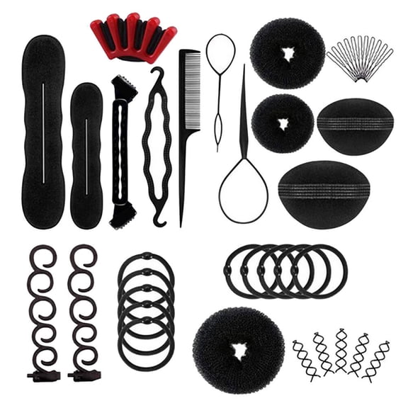 LOLIPPYY 1Set Hair Styling Tool Plastic Hair Bun Maker with Braiding Set for Salon Use