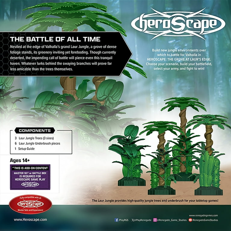 Renegade Game Studios Heroscape The Grove at Laur's Edge Terrain Pack | Build New Jungle environments Over which to Battle for Valhalla Contains : 3 Laur Jungle Trees 6 Laur Jungle Underbrush Renegade Game Studios Heroscape The Grove at Laur's Edge Terrain Pack | Build New Jungle environments Over which to Battle for Valhalla Contains : 3 Laur Jungle Trees 6 Laur Jungle Underbrush