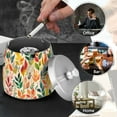 thumbnail image 4 of Yayeee Ashtray with Lid for Cigarette Smokeless Stainless Steel Home Ash Holder, Orange Leaves, 4 of 7
