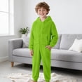 thumbnail image 5 of Boys Fleece Hooded Onesie Pajamas Kids Long Sleeve Zip-Front One Piece Fuzzy Sleepwear Jumpsuit with Pockets Winter Warm Loungwear, 5 of 6