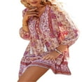 thumbnail image 4 of Robe Femme Manches 3/4 Col en V Boutons devant Franges Imprimé Floral Style Boho, 4 of 7