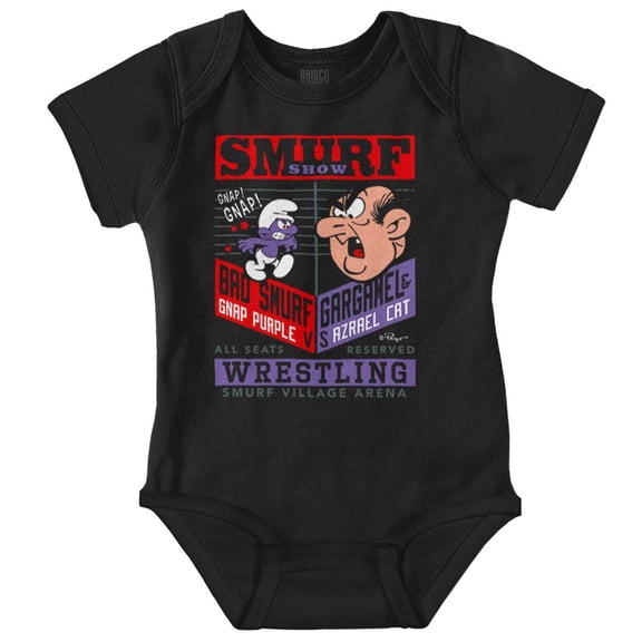 The Smurfs Wresting Show Poster Romper Boys or Girls Infant Baby Brisco Brands NB