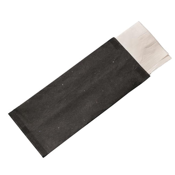 4.3 x 10 in. Cutlery Paper Bag with White Napkin, Black