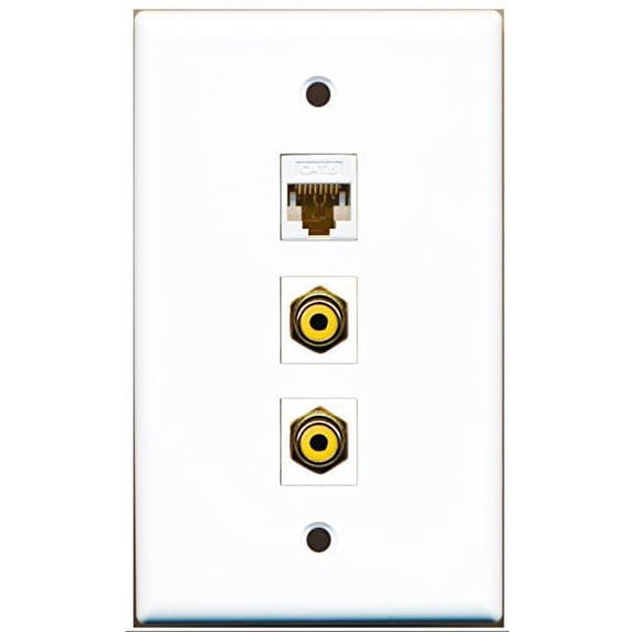 RiteAV - 2 Port RCA Yellow and 1 Port Cat6 Ethernet White Wall Plate