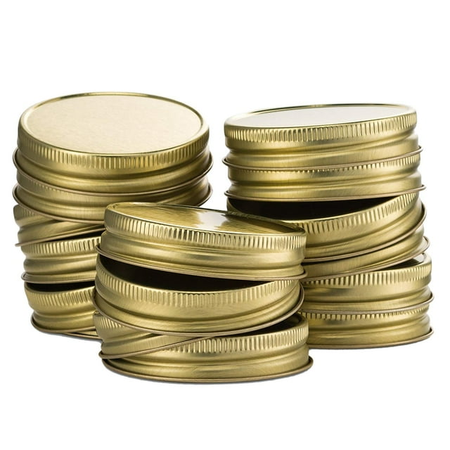 24 Packs Mason Jar Lids Regular Mouth Leak Proof Secure Mason Storage Solid Caps (Gold),24 x Mason jar lids,Gold