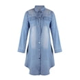 thumbnail image 2 of goowrom Robe Chemise en Denim pour Femmes Col à Revers Tunique à Simple Boutonnage, 2 of 9