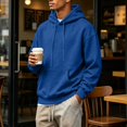 thumbnail image 3 of Men’s Loose Fit Hooded Pullover Sweatshirt, Soft Brushed Hoodie with Kangaroo Pocket & Drawstring Hood, Casual Long Sleeve Hood Top for Daily Life Sports Street Fashion Royal Blue L, 3 of 10