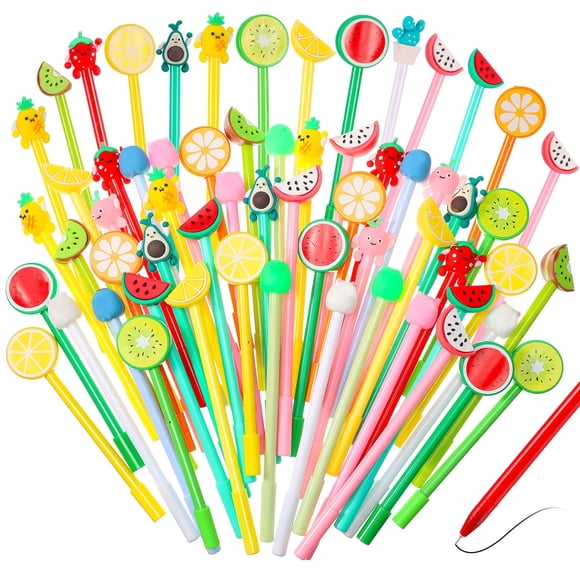 Bolígrafos de tinta de gel Containlol Cartoon Cute Fruit Kids, 48 unidades